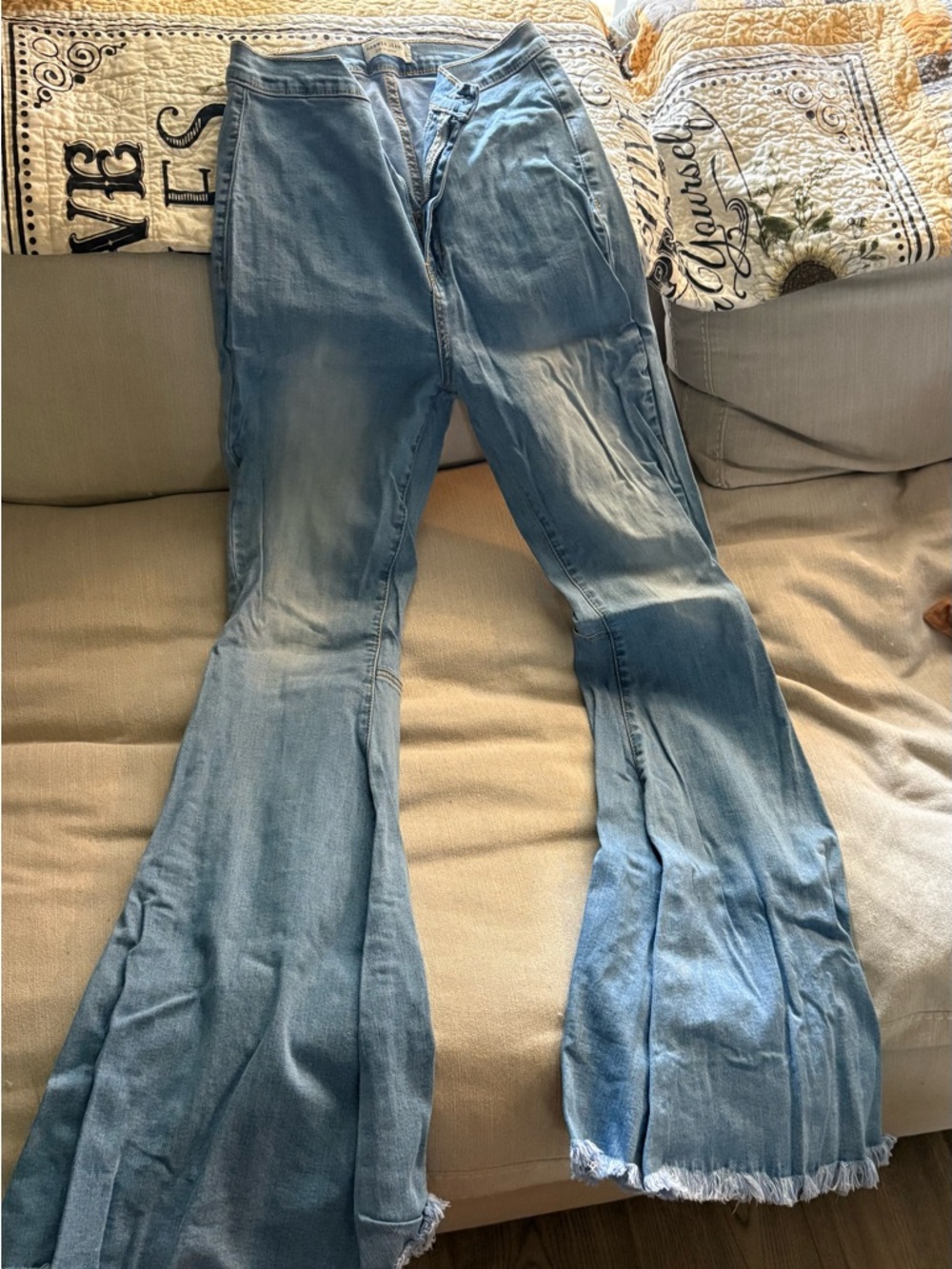 Light Blue High-Rise Flared Jeans - Wide Leg